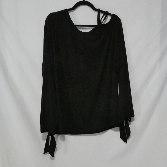 SHEIN - Curve | 1XL | Chic Black Top With Tie Sleeves - Picture 1 of 16